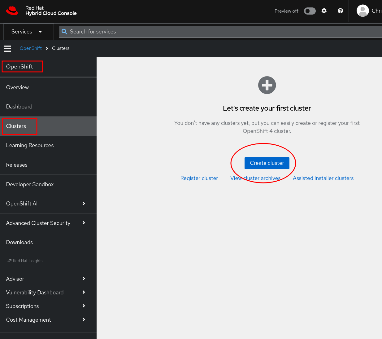 Create a cluster